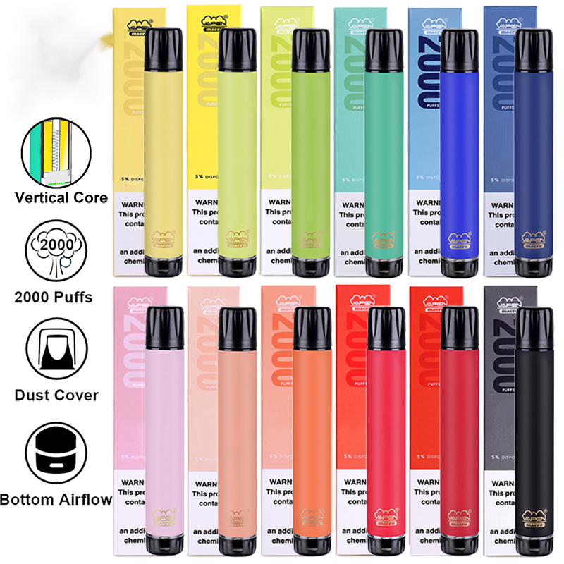 Autentisk Vapen Macro 2000 Puffar Engångs Vape Pen med Vertikal Spol Plus XXL Xtra Extra Flex Vaporizer Förfyllda Bars E cigs Vaporizers
